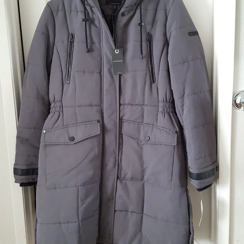 Lucky Brand Puffer Hooded Jacket NWT L